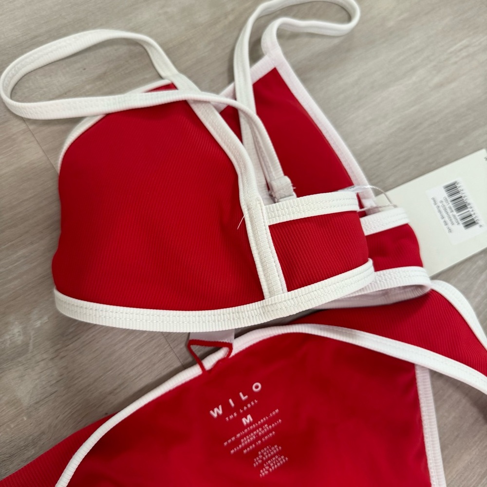 NWT Wilo The Label Red Biquini Set Bottom Sz M top Sz S - Picture 6 of 8
